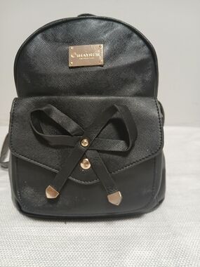 Ihayner Elegance Black Mini Backpack with Bow Accent